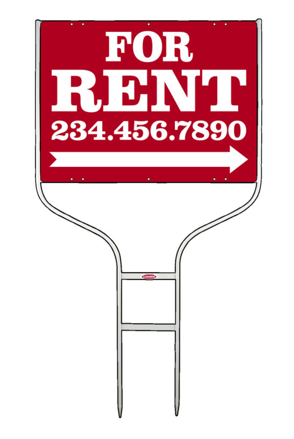 For Rent Round Rod Sign Units with Large, Bold Text, 18h x 24w, White